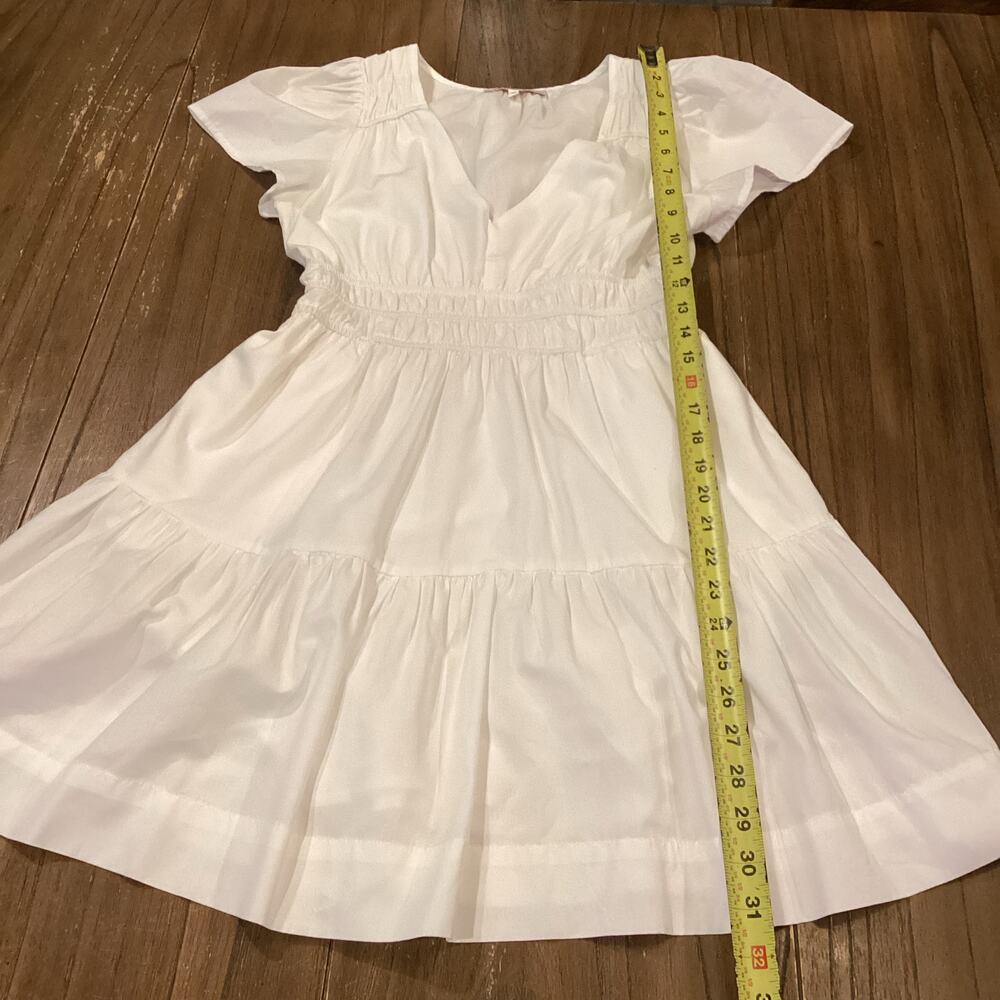 Marea by liz joy white Flutter mini Dress short sleeve 100% cotton  extra small - Picture 5 of 8